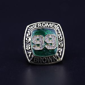 Hall Of Fame Jerome Brown # 99 American Football Team Champions Campeonato Anel Com madeira box set souvenir Fan Homens Presente 2020