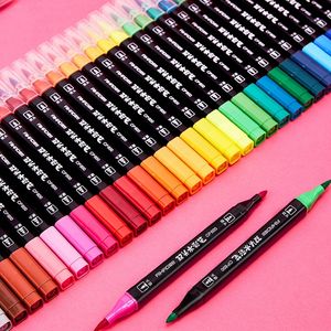 Aihao 12/18/24/36 Farben Dual Brush Pen Set Waschbare harte weiche Twin Marker Pens für Kinder Student School Stationery Art Supplies Y200709