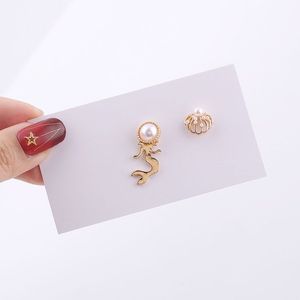 Cute Animal Bee Pearl Stud Earrings for Women Temperament Unicorn moon Rhinestone Earring Girls Birthday Party Jewelry
