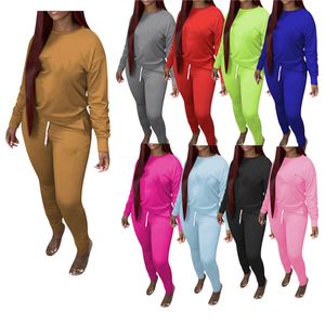 Bayan Spor Güz Kış Uzun Kollu Hoodie Kıyafetler 2 Parça Set Eşofman Kazak + Legging Kadın Giysileri Jogger Sportsuit Yeni KLW0557