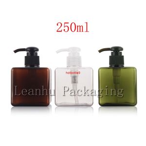 250 ml x 12 leere quadratische Creme-Lotion-Pumpflaschen aus Kunststoff für Körperpflege-Reiseverpackungen, 8,5-Unzen-Duschgel-Behälter. Bitte bestellen