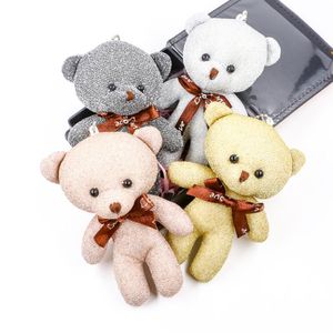 Pelúcia cardilhada urso chaveiros 3d boneca animal bonito para festa bebê chuveiro decoração favor presente saco de presente encantos pingentes