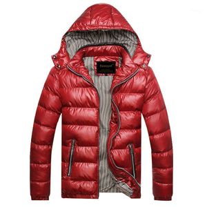 Höst Vinter Hooded Jacket Män Parka Quilted Padded Wadded Windbreaker Male Mens Jackor och Coat Parkas Overcoat M2201