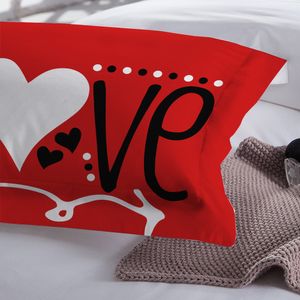 Wongs bedding Love Heart Bedding Set Red Color Duvet Cover Pillowcase Bedclothes Home Textiles 201113