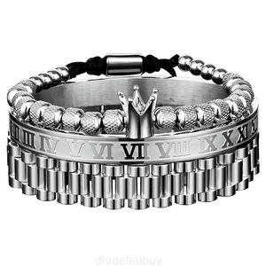 2022 nieuwe mannen armbanden keizerlijke kroon koning heren armband goud voor luxe charme mode manchet armband verjaardag juwelen merk ketting UXD8