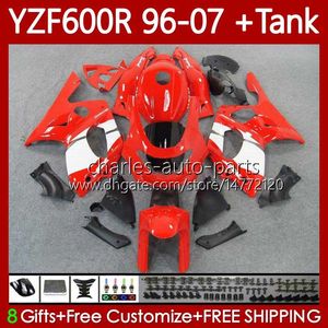 Fairings +Tank For YAMAHA YZF600R Thundercat YZF 600R 600 R 96 97 98 99 00 01 02 07 Body 86No.102 YZF-600R Red blk white 1996 2003 2004 2005 2006 2007 YZF600-R 96-07 Bodywork