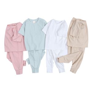Bebek Erkek Kız Pijama Giyim Seti Çocuk Toddler Snug Fit Temel Pamuk Pijama PJS Günlük için