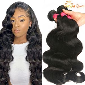 3 eller 4pcs mycket brasiliansk kroppsvåg bunt eller obehandlad brasiliansk mänsklig hårförlängning mink Brazilain Virgin Hair Body Waves Weaves