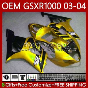 100% Fit OEM Кузов для Suzuki GSX-R1000 1000CC K3 03-04 Объем 67NO.177 GSXR 1000 CC GSXR1000 03 04 GSXR-1000 K 3 GSX R1000 2003 2004 Gold Blow Infect Phower