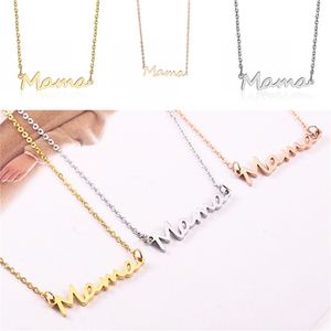 Wholesale silver letter necklaces resale online - Mama Letters Necklaces Stainless Steel Mom Baby Lockbone Chain Pendant Necklace Jewelry Mother Day Gift Silver Gold Rose Gold Colors G2