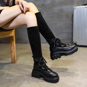 Hot Sale-Winter Boots Women Goth Platform Boots Kobiet Kobiet Buty Udo High For 2020 Kolan High Dams Kostki