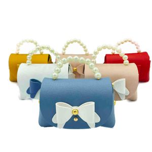 Noel deri hediye çantası boncuk kolları ile küçük hediye çanta ambalaj düğün iyilik bebek duş çikolata paketleme malzemeleri H1231