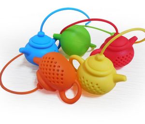 Silicone Tea Infuser 7 Colors Teapot tool Shaped Reusable Strainer TeaBag Filter Diffuser Home Kitchen Accessories TeaTools LLS670-WLL