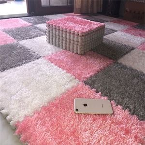 Tappeto rosso cucito in rete scamosciata tappeto puzzle schiuma tappetino camera da letto pieno mat-115 220301