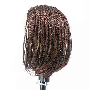 Mode Perücken Keine Spitze Nicht - Hand Haken Stil Twist Braid Bobo Kopf Rose Net Perücke Kopfabdeckung Weibliche dunkelbraun