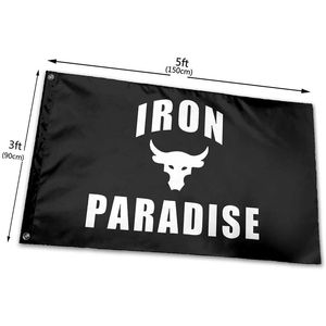 Iron Paradise-Flaggen, 90 x 150 cm, 100D-Polyester-Druck, Sportmannschaft, Schule, Club, Innen- und Außenbereich, Versand, kostenloser Versand