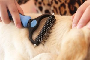 Pet Grooming Tool - 2sidig undercoat rake för katthundar - säker avmattning kam för enkla mattor trasslar som tar bort - inte mer otäckt utsläpp