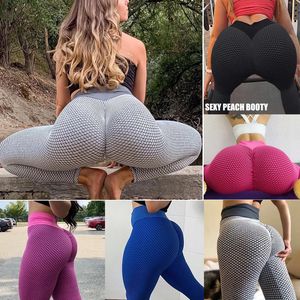 KIWI RATA Calça de ioga de cintura alta leggings de bumbum amassado para mulheres treino anticelulite Meia-calça corrida para levantar o bumbum X1227