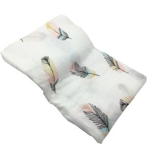 Ins Hot Feather Muslin Baby Blanket Bomull / Bamboo Fiber Bedding Swaddle Wrap för nyfödda filtar Unisex Babies Down Quilt LJ201014