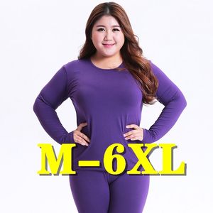 Women's Thermal Underwear Plus Size Woman Winter Autumn Warm Clothes Sleepwear Elastic Sets Seamless Long Johns Top & Bottom Set 201027