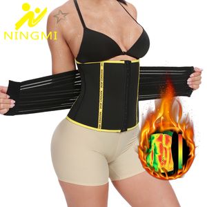 Ningmi Odchudzanie Waist Trener Body Shaper Dla Kobiet Neoprenu Sauna SHAGEWEAR Strap Fat Burning Bielizna Belt Slim Talii Cincher Y200706