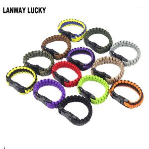 Wholesale braided paracord bracelet for sale - Group buy Outdoor Camping Hiking Emergency Paracord Bracelets With Whistle Buckle Braided Parachute Rope Survival Kit For Men Women1