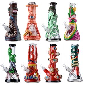 Octopus Heady Copo Beaker Bossahs Hookahs 7mm Espesso Estilo de Halloween Vidro Bongo 18mm Feminino Artista Aplicativo Dab Rigs com tubos de água downstem difusos difusos