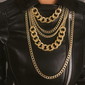 Chains Gold Chain Simple Punk Hip Hop Necklace Women Multi-layer Tassel Handmade Party Jewelry