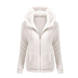 Women Solid Color Coat Thicken Soft Fleece Winter Autumn Warm Jacket Hooded Zipper Overcoat Female Fashion Casual Outwear Coat LJ200813