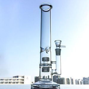 Straight Tube Pipes Water Pipe Hookahs 14 Inch 18mm Female Joint 5mm Thick Glass Bong Stereo Matrix Perc Bongs Oil Dab Rigs Fritted Disc