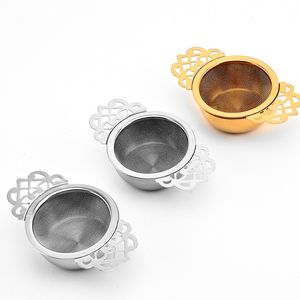 Thé à thé en acier inoxydable Tasse Mesh Filmeuse Coupe double poignées sur théières tasses tasses au citron et café raide des feuilles meubles