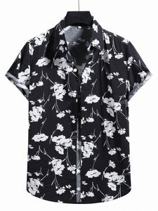 ROMWE Guys Flower Print Button Front Shirt 11jK#