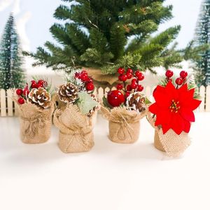 Wholesale tall decorations for sale - Group buy Christmas Decorations Inch Tall Mini Artificial Tree With Berries And Pine Cone Holiday Tabletop Ornament Ozdoby Choinkowe1