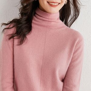 겨울 따뜻한 스웨터 여성 100 % 캐시미어 및 양모 뜨개질 Turtleneck 점퍼 여성 11colors 소프트 베스트 품질 풀오버 201017