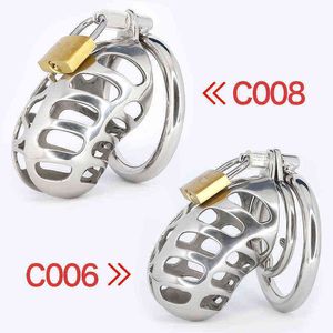 NXY Chastity Device Bdsm Sex Toys for Men 316l Stainless Steel Cock Cage with Anti Slip Glans Lock Ring Penis Belt1221