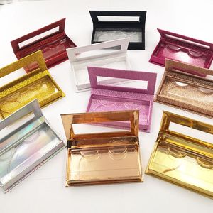 Glitter False Eyelash Box Tom Magnetisk Mink Ögonfransar Förpackningsbox Butterfly Tryckt False Eyelash Packaging Case