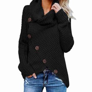 Turtleneck Plus Size 5xl Autumn Winter暖かい不規則プルオーバーニット女性厚い非対称セーターの女性
