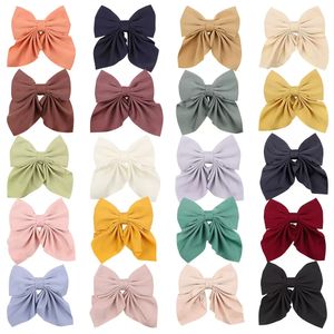 Children Girls Big Bow Barrettes Solid Color Cloth Bowknot Clips Ponytail Hair pins Lolita Hairgrips Clip Kids Hair Accessories 4.5inch 20 Colors