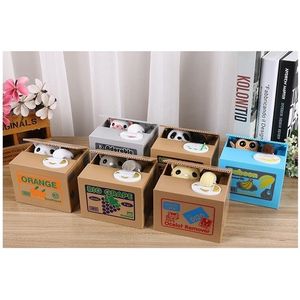 Wholesale stealing coin banks resale online - Cartoon Piggy Bank cat Stealing Coin Money Box Gift Cartoon animal Saving Banks Automatic storage of coins bank Kids Birthday LJ201212