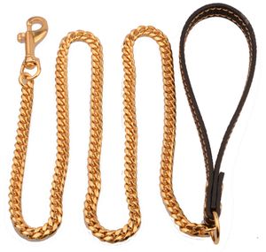 New 10MM Stainless Steel Leather Traction Leash Cuban Pet Dog Chain Large Pet Dog Leash Accessories