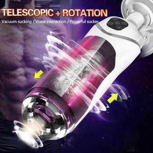 NXY Sex Masturbators Masturbatore maschile completamente automatico Cup Pistone Rotazione telescopica Masturbazione per adulti Real Vagina Sucking Vibrator Toys for Men 220127