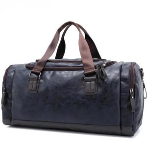 Mężczyźni Outdoor Sports Gym Torebka Duża Pu Skórzana Torba Trainingowa Training Travel Travel Duffel Duffel Tote Male Outdoor Ramię Bolsa Q0705