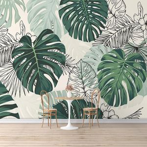 Self-Adhesive Wallpaper Modern Tropical Plant Photo Wall Murals Living Room Bedroom Waterproof Canvas Home Decor Papel De Parede