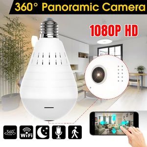 Wifi panoramik kamera 360 derece led ışık kablosuz ev güvenlik balıkgözü ampul lamba gece sürüm iki yönlü ses1