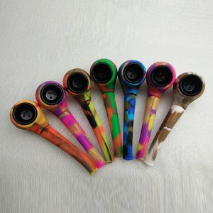 115mm mini siliconeglass pipe colorful glass smoking pipes spoon portable high quality silicone smokingpipe