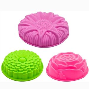 Moldes de cozimento não-vara Forma de flor de silicone pão pão peito flan mofascas grandes bandejas de cozimento para festa de aniversário diy kdjk2202