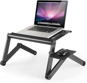 WorkEZ Cool, verstellbarer Laptop-Kühlständer, Schoßtisch-Tablett für Bett, Couch, mit 2 Lüftern, 3 USB-Anschlüssen, Mauspad. Ergonomisches MacBook mit Aluminium-Höhe und Neigungswinkel