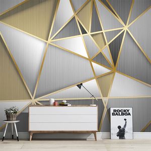 Niestandardowe 3d tapety Nowoczesne Moda Minimalistyczny Lekkie Luksusowe Linie Geometryczne Photo Malowidła ścienne Salon Room TV Sofa Decor Tapeta