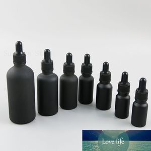 Garrafa de conta-gotas preta fosca Garrafa de óleo essencial de aromaterapia com gotas de vidros 5ml 10 15 20 30 50 100 ml 20pcs