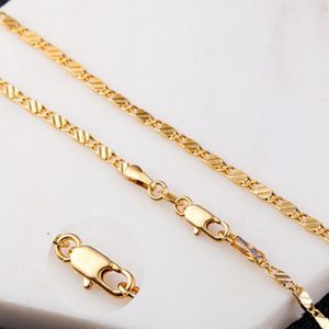 2mm Flat Chain Necklace for Women Men Hip Hop 18K Gold Plated Christmas Jewelry Statement Necklaces Pendant Accessories 16/18/20/22/24Inch Link